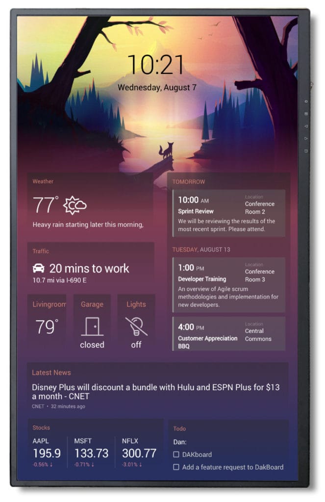 DAKboard smart home dashboard